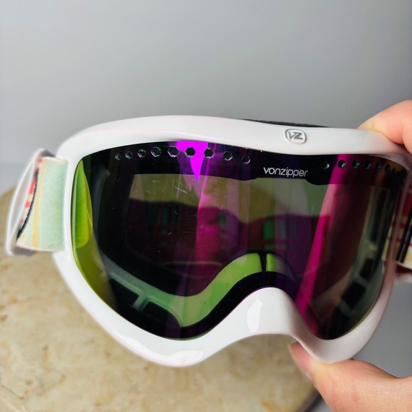 Von Zipper‎ Womens Sizzle Snow Goggle Candy Stripe White Smoke Pink Irridescent main image 5